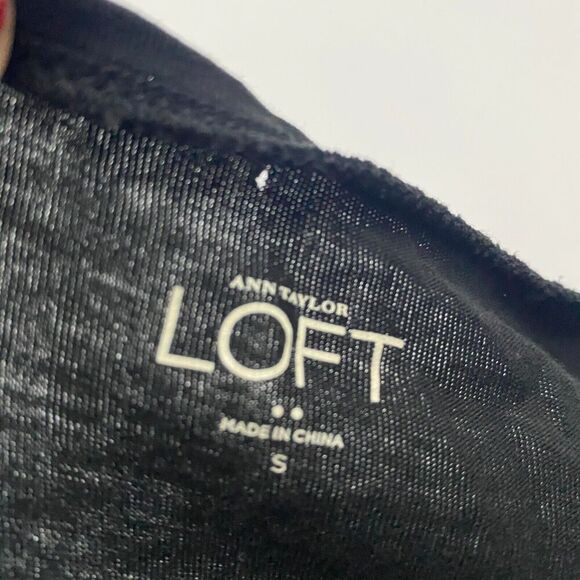 Ann Taylor LOFT Black Silver Metallic Knit Tinsel Striped Blouse Tank Top Sz S - Picture 6 of 8